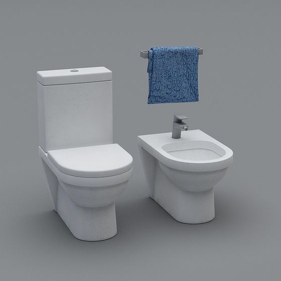 Bathroom Suite 3D model in Modern Minimalist Style