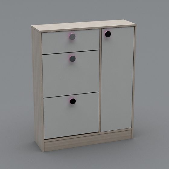 Stylish Low-Polygon Shoe Cabinet 3D model