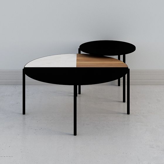 Bicolor Round Table 3D model
