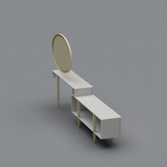 Stylish Low-Poly Vanity Table 3D model for Modern Spaces