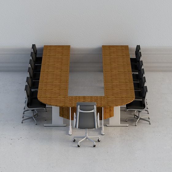 Modern Minimalist Conference Table and Chairs 3D model