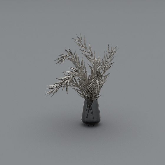 Glass Vase with Fern 3D model