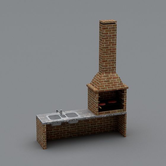 Charming Low-Poly BBQ Station 3D model for Sunny Backyards