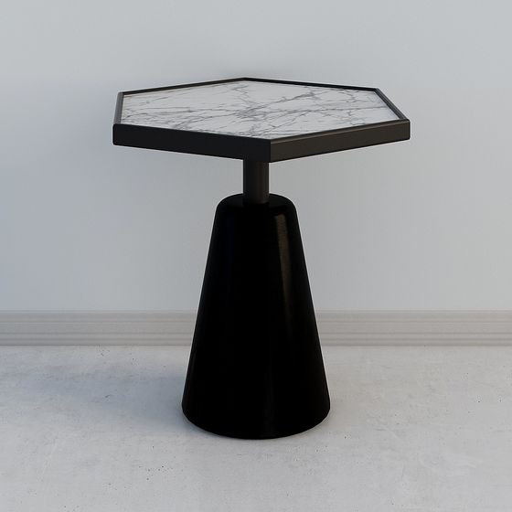 Elegant Hexagonal Marble Side Table 3D model