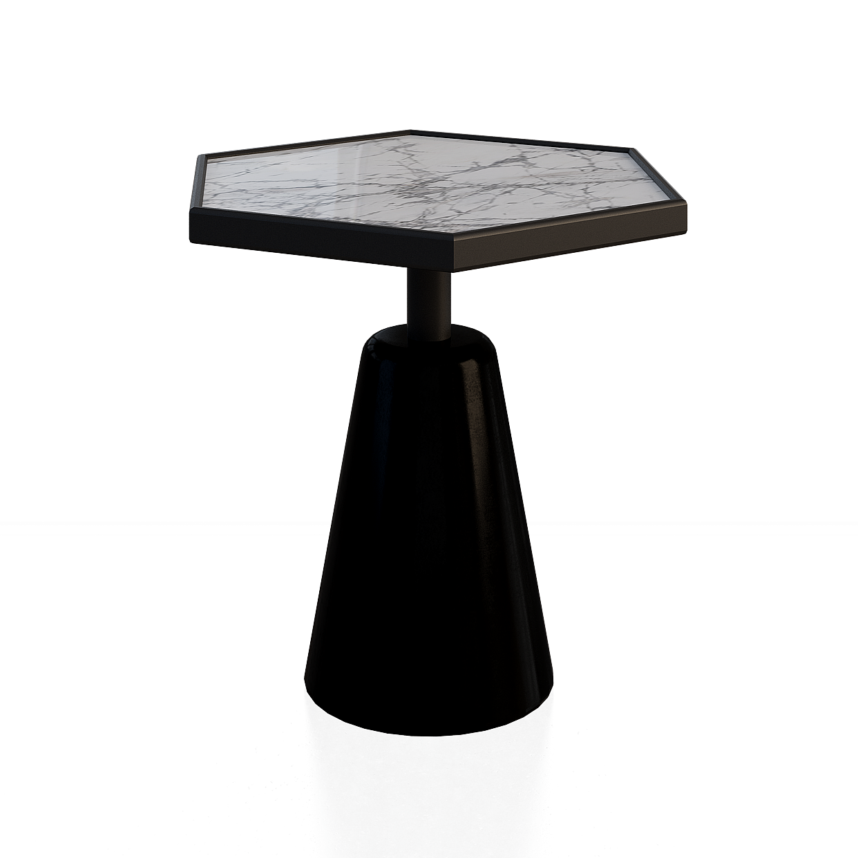 Elegant Hexagonal Marble Side Table – Low-Poly Design