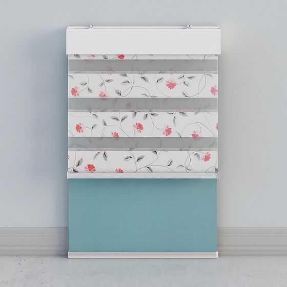 Floral Striped Roller Blind 3D model