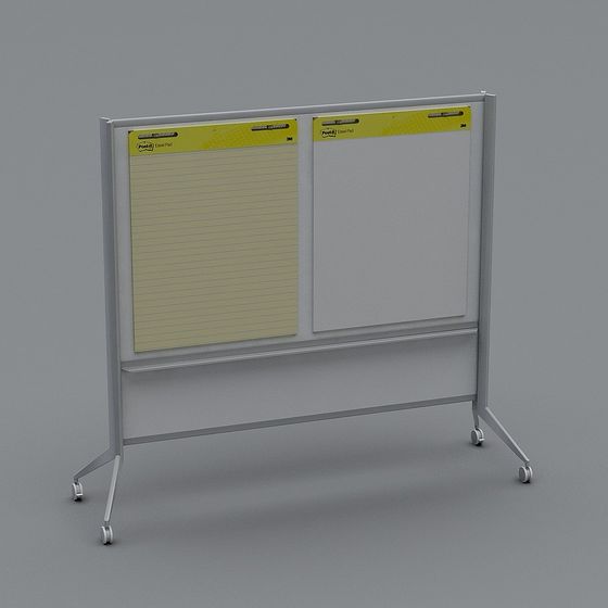 Modern Mobile Whiteboard 3D model for Creative Spaces