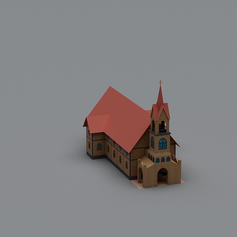 Charming Small Church 3D model