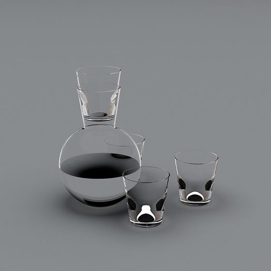 Stylish Low-Poly Wineware 3D model for Modern Spaces
