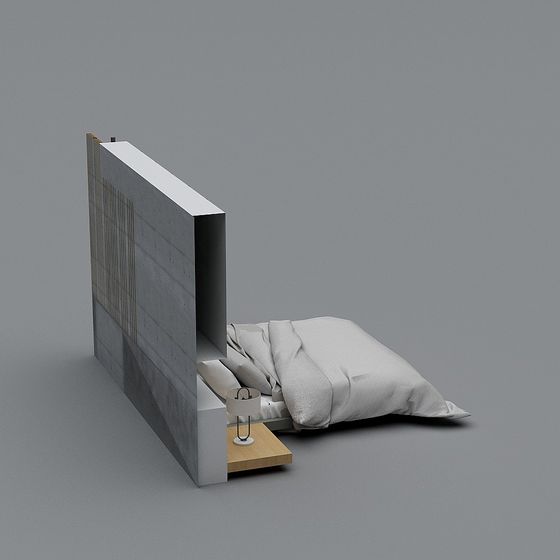 Concrete Bed 3D model for Modern Interiors