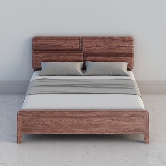 Contemporary Low-Poly Bed Frame 3D model for Creative Projects