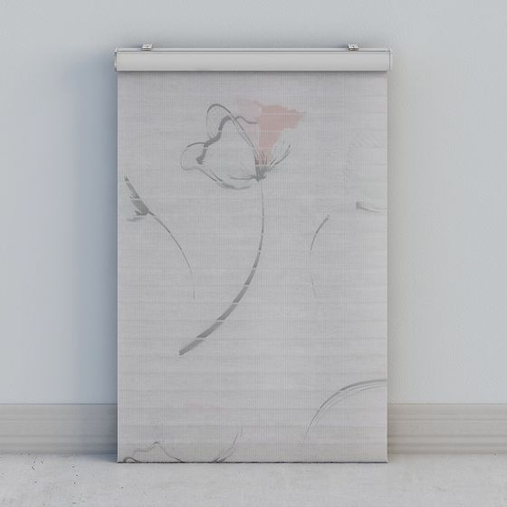 Elegant Floral Curtain 3D Model