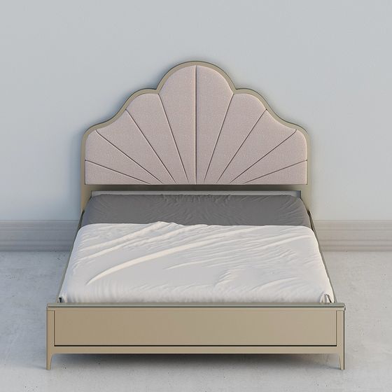 Stylish Curved Headboard Bed Frame 3D model for Modern Interiors