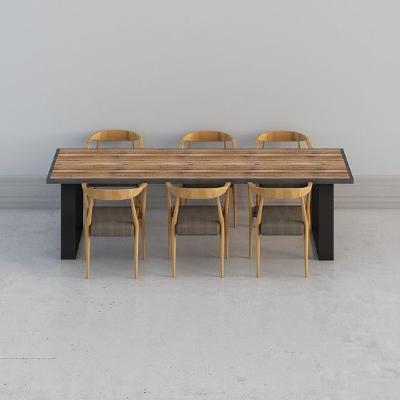 Stylish Dining Table and Chair Set 3D model for Modern Spaces