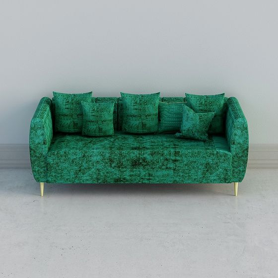 Stylish Low-Poly Velvet Sofa 3D model
