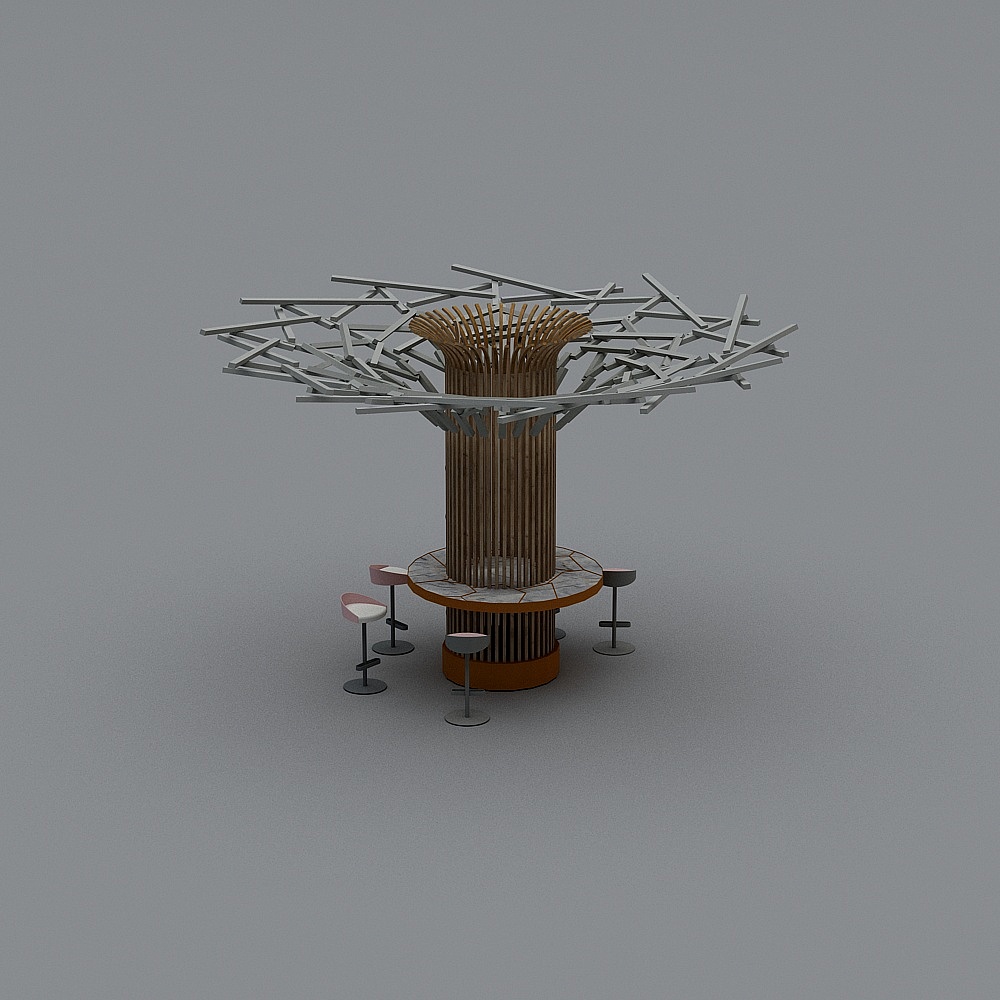 Futuristic Tree Low-Poly High-Detail 3D model