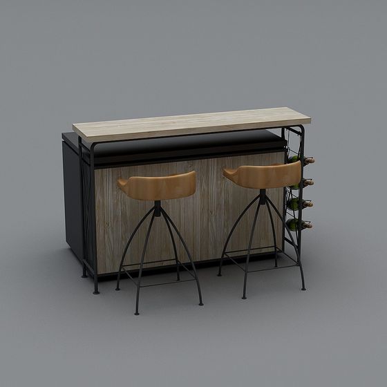 Modern Low-Poly Bar Counter 3D model