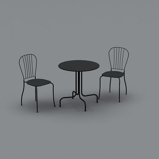 Elegant Low-Poly Outdoor Table and Chair 3D model