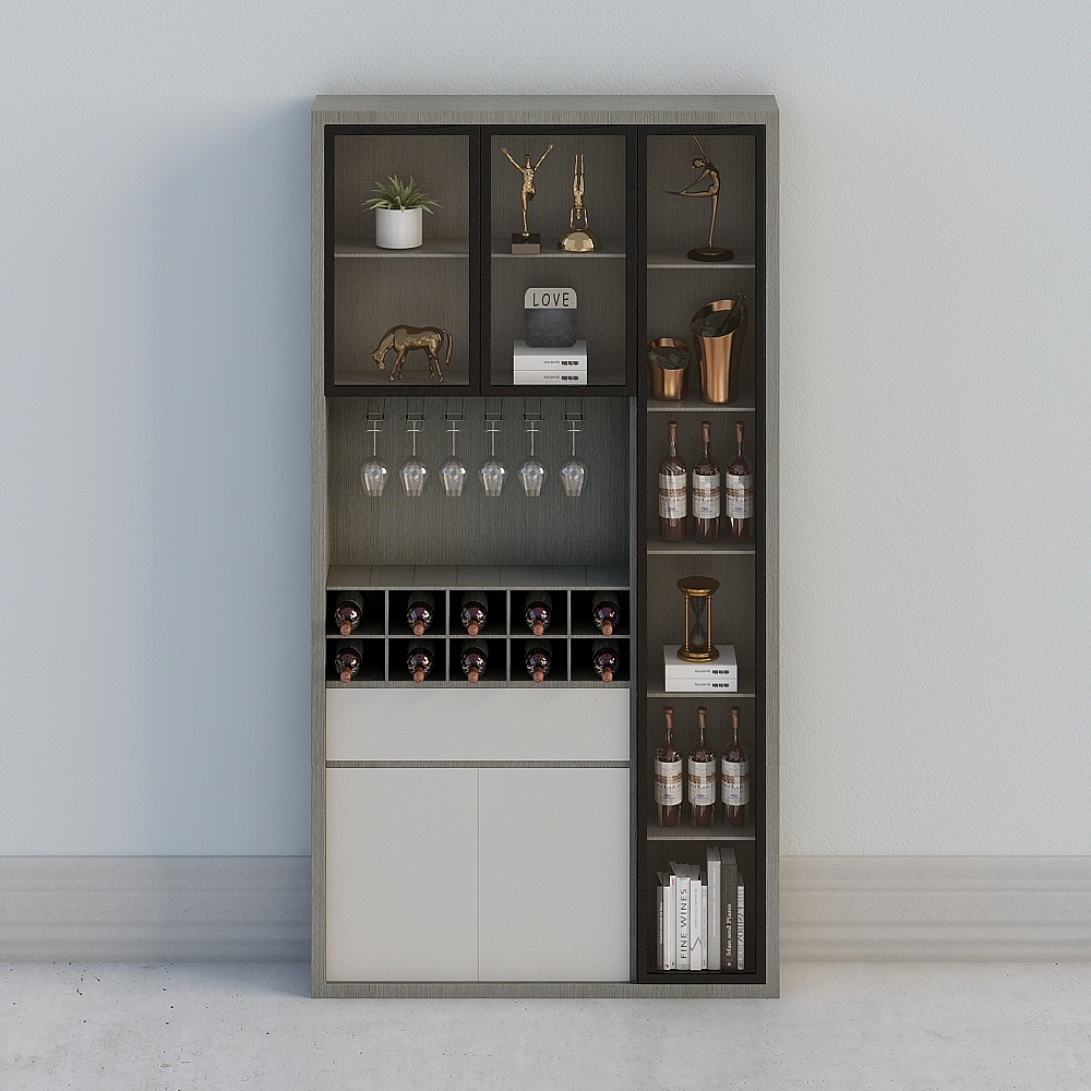 Simple Allen-Glass Wine Cabinet + Sideboard