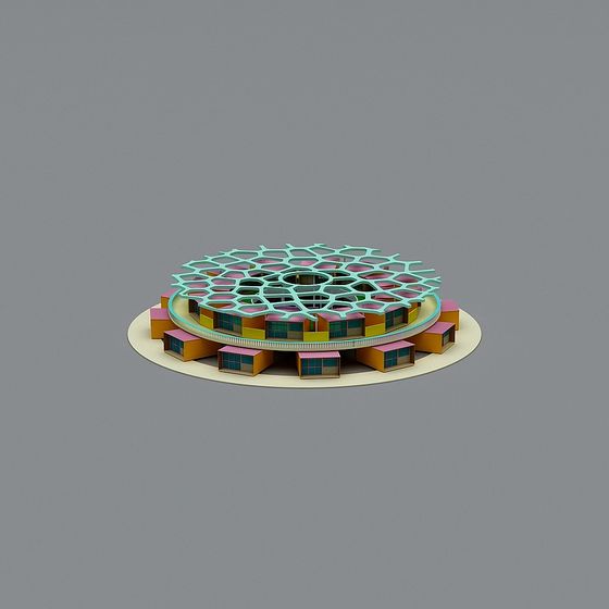 Colorful Futuristic 3D Model with Vibrant Surfaces