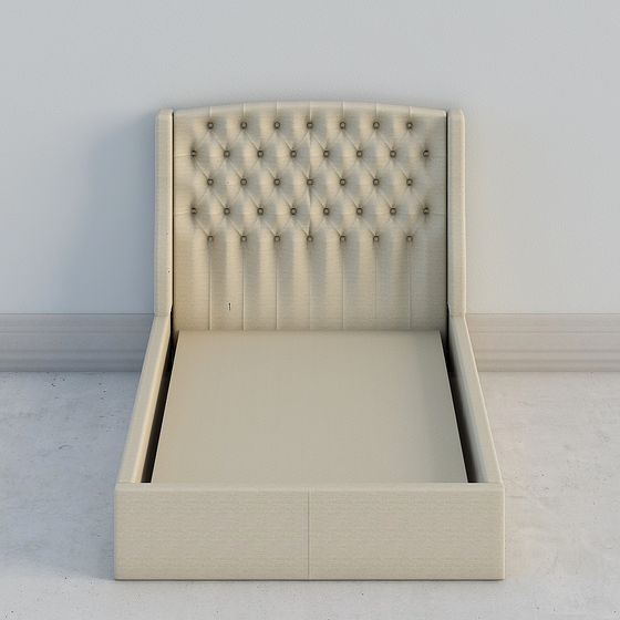 Elegant 3D Model Bed Inspired by Classic British Furniture