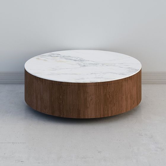 Stylish Round Marble Coffee Table 3D Model – Modern Classic