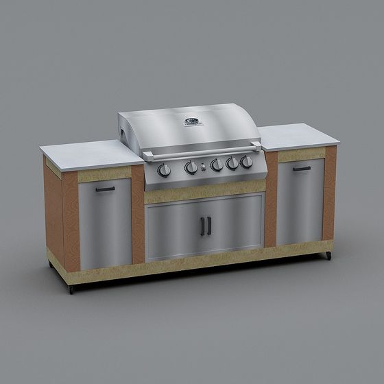 Modern Low-Poly BBQ Grill 3D model