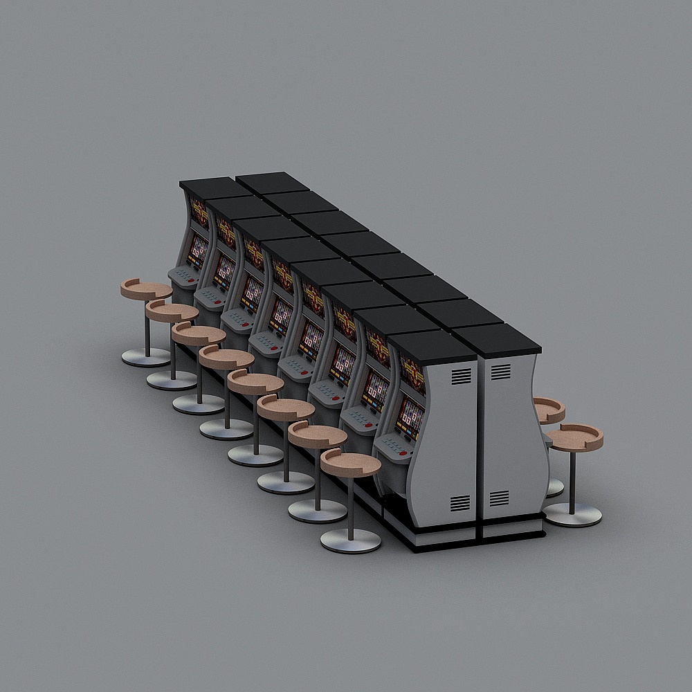 Modern Casino Low-Polygon Slot Machine 3D model