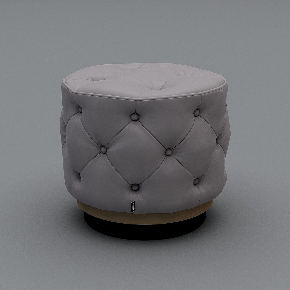Elegant Gray Leather Ottoman 3D model