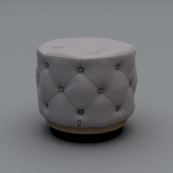 Elegant Gray Leather Ottoman 3D model