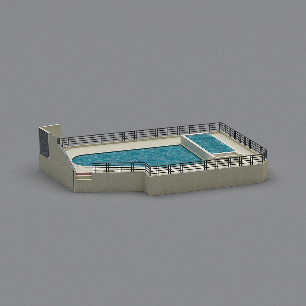 Elegant Low-Poly Swimming Pool 3D model
