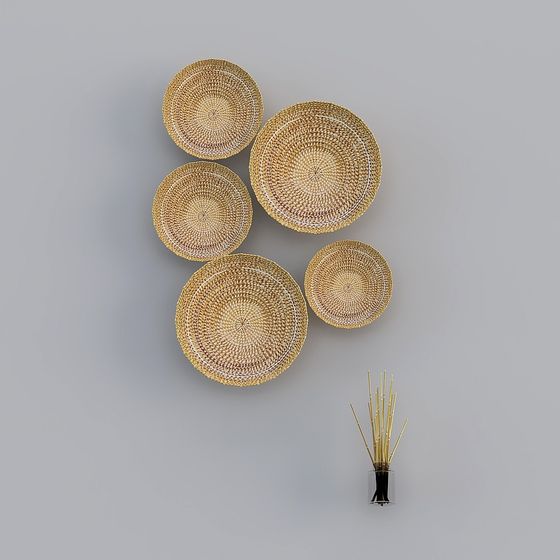 Boho Black and Gray Wall Baskets 3D Model for Decorative Spaces