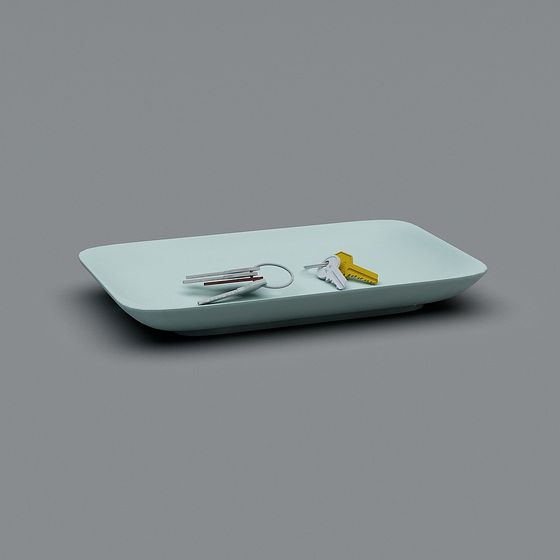 Plate with Keys 3D Model in Green