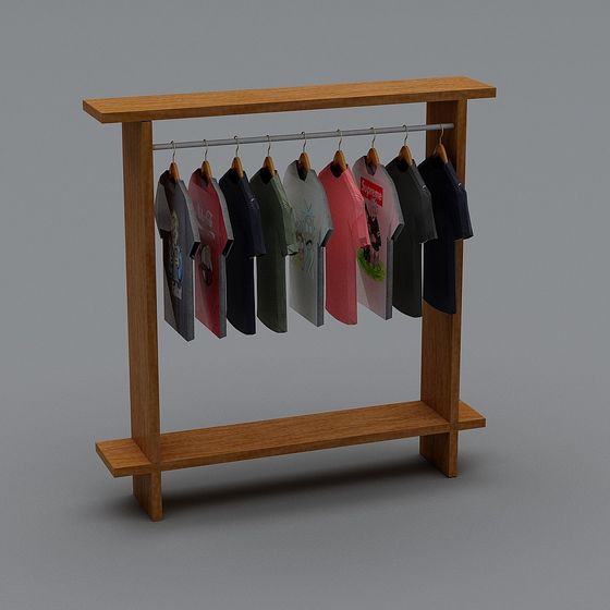 Stylish Wooden Hanger 3D model