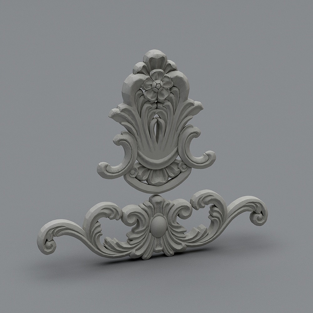 Victorian Scrollwork Low-Poly 3D Model