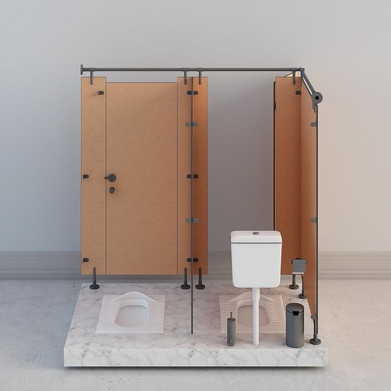 Modern Public Restroom Stall 3D model