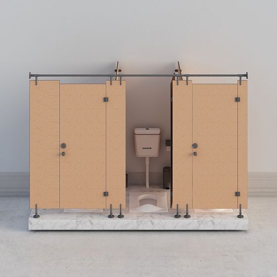 Minimalist Public Toilet Cubicle 3D model