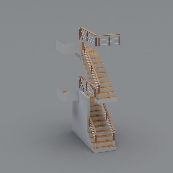 Elegant Low-Polygon Floating Staircase 3D Model