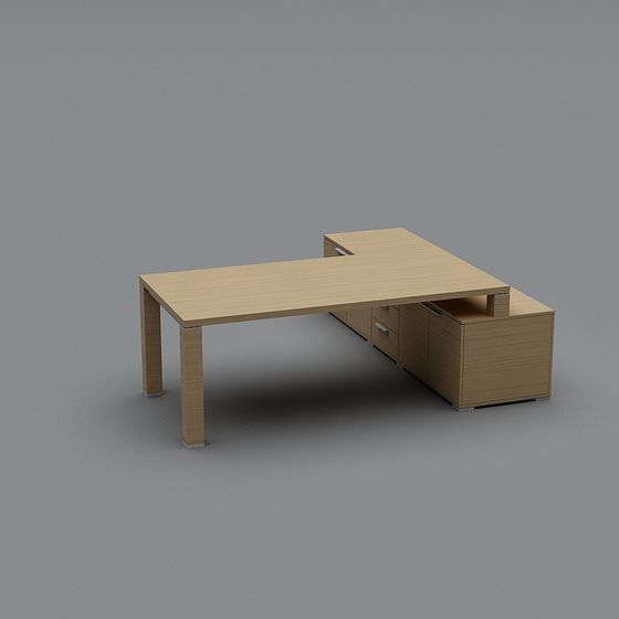 L-Shaped Office Desk 3D Model for Modern Interiors