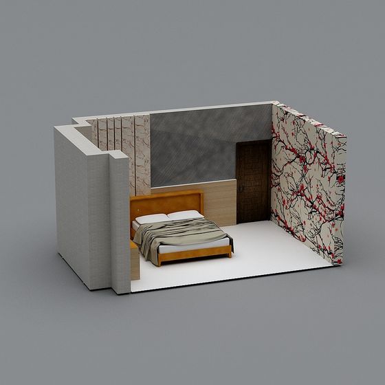 Modern Art and Nature Inspired Bedroom 3D model