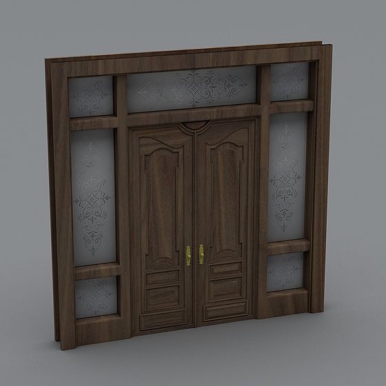 Vintage Wooden Double Door 3D model