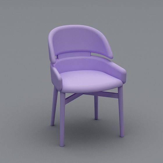 Elegant Purple Low-Poly Armchair 3D model
