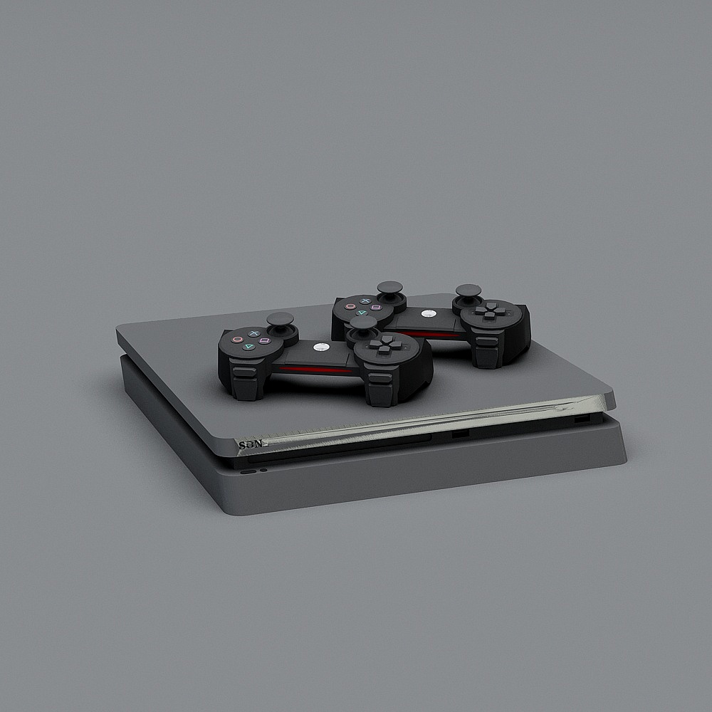 Stylish Low-Poly Game Console and Controller 3D model