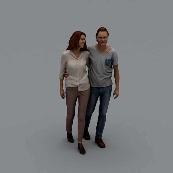 Couple Strolling 3D model