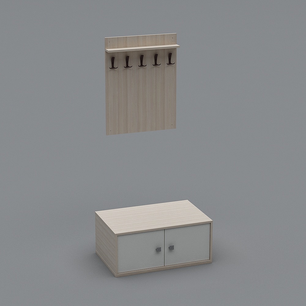 Modern Wall-Mounted Coat Rack and Storage Cabinet 3D model