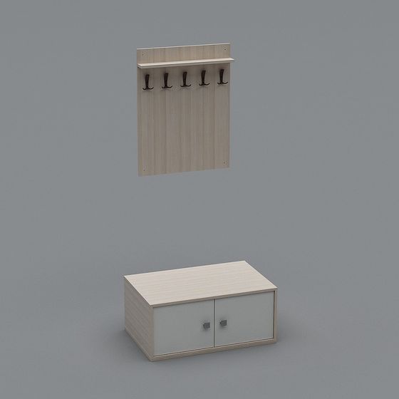 Modern Wall-Mounted Coat Rack and Storage Cabinet 3D model