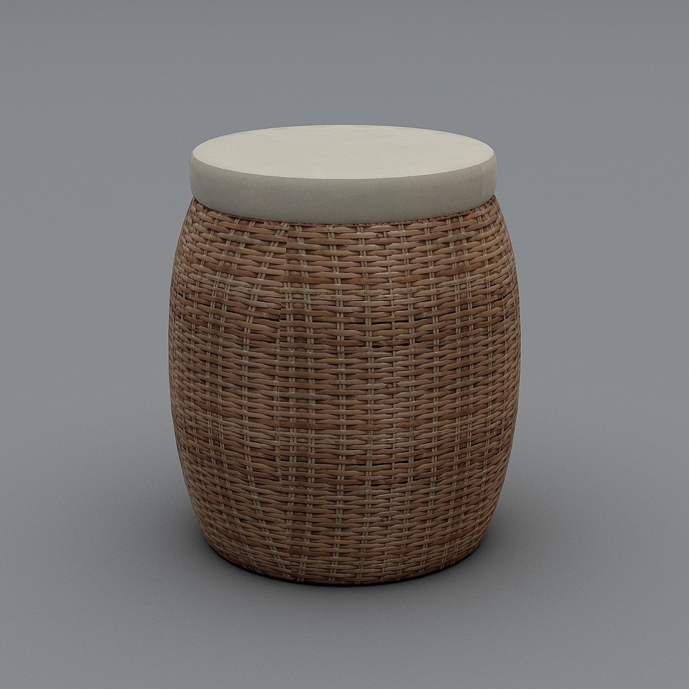 Stylish Woven Stool 3D model for Modern Interiors