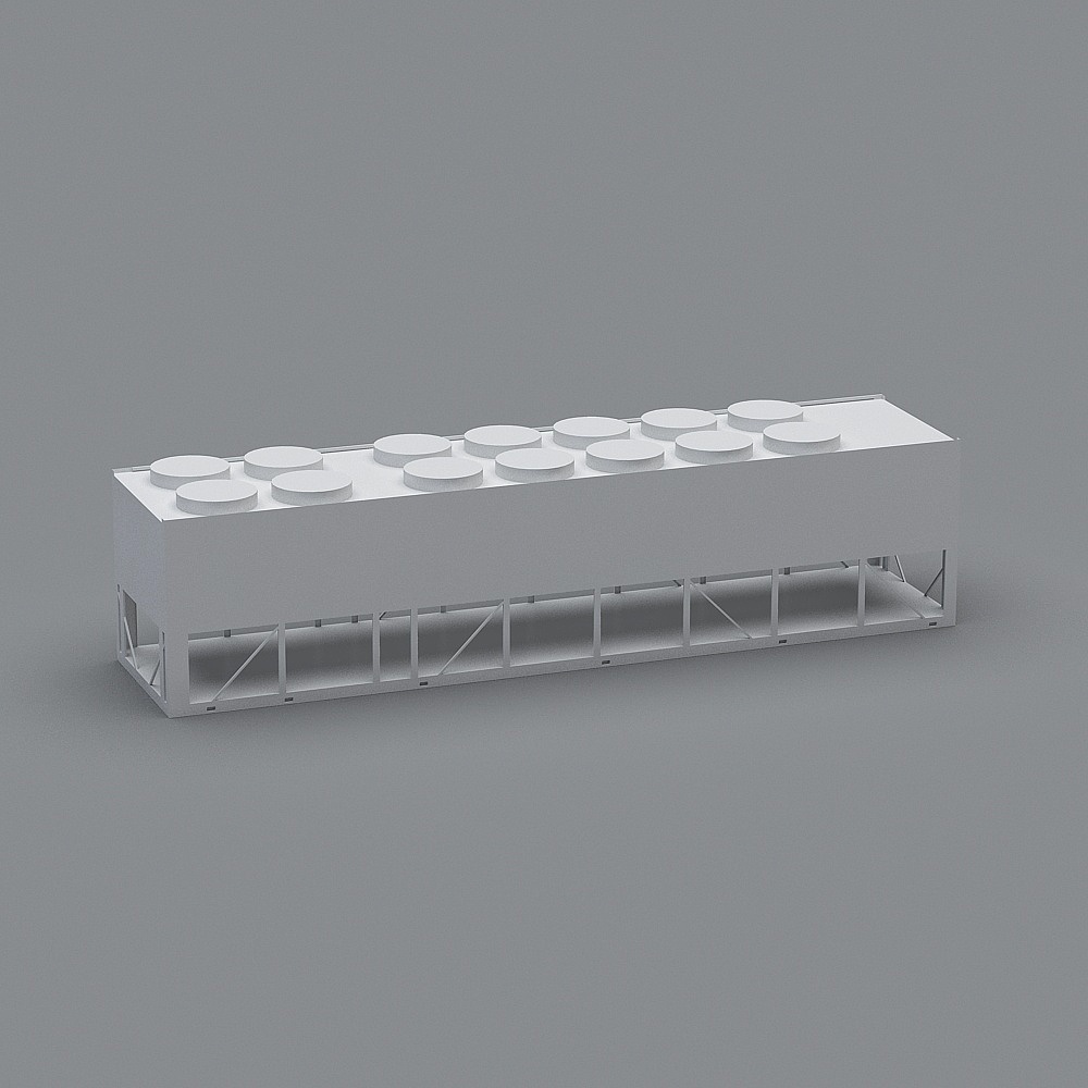White industrial chiller unit with round fans and open frame structure on grey background