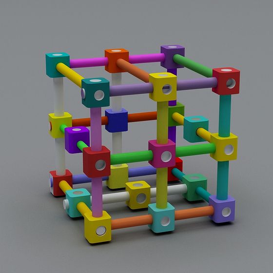 Vibrant Colorful Block Structure 3D model