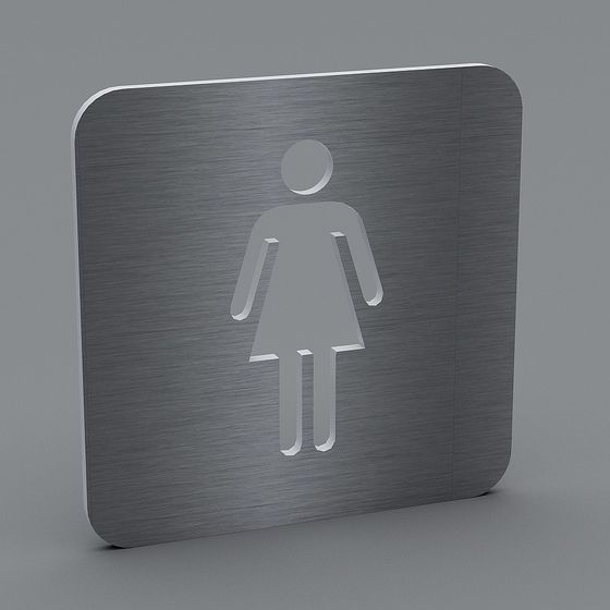 Stylish Women's Restroom Sign 3D model